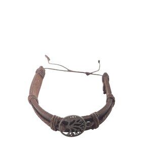 Boho Brown Leather Tree Of Life Celtic Bracelet Womens Costume Jewelry